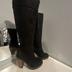 🇮🇹CORALBLUE Women’s Leather Black Knee-High Boots Sz 8.5